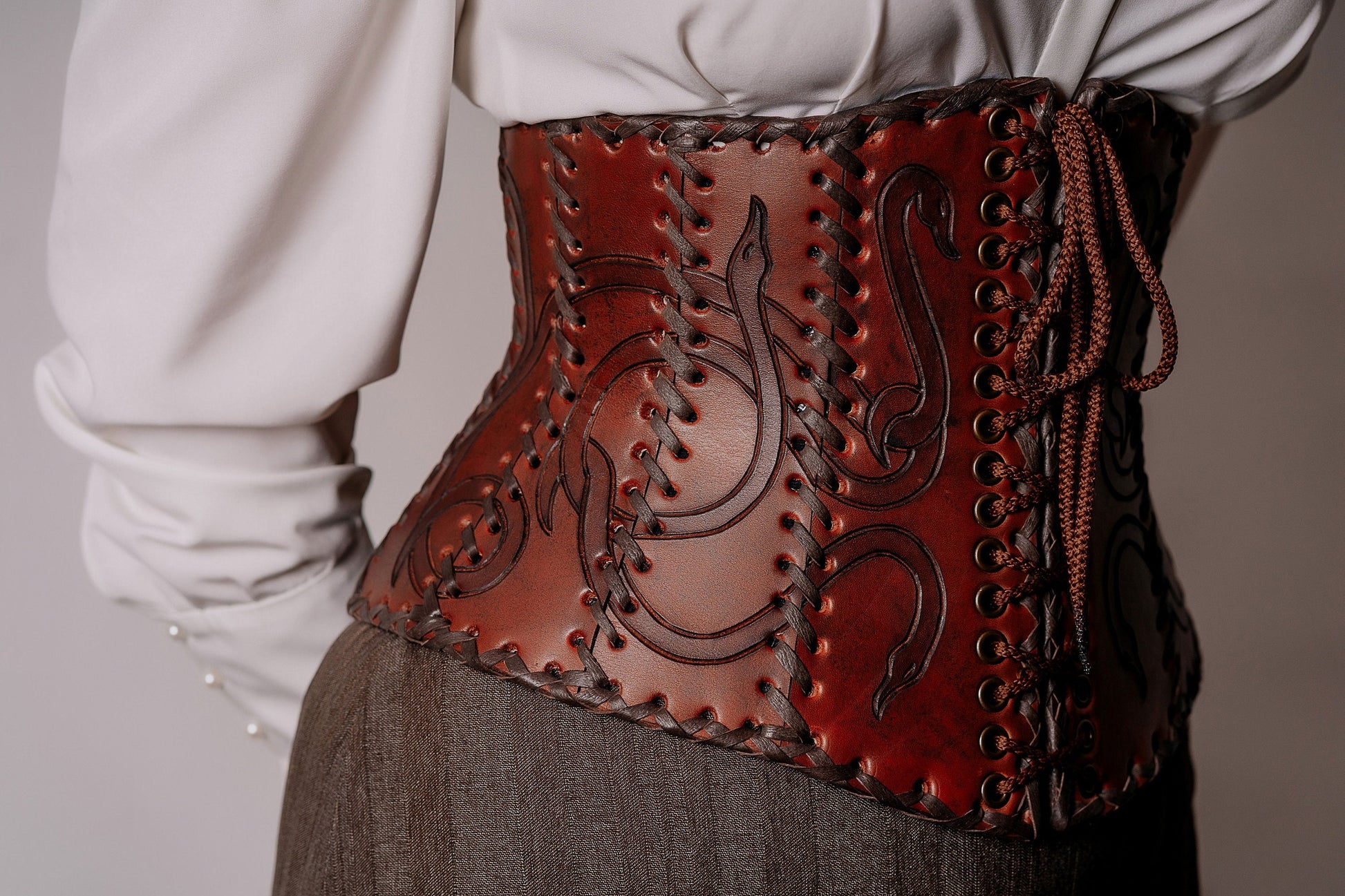 Leather corset belt “Lizaveta” - SokolArmory