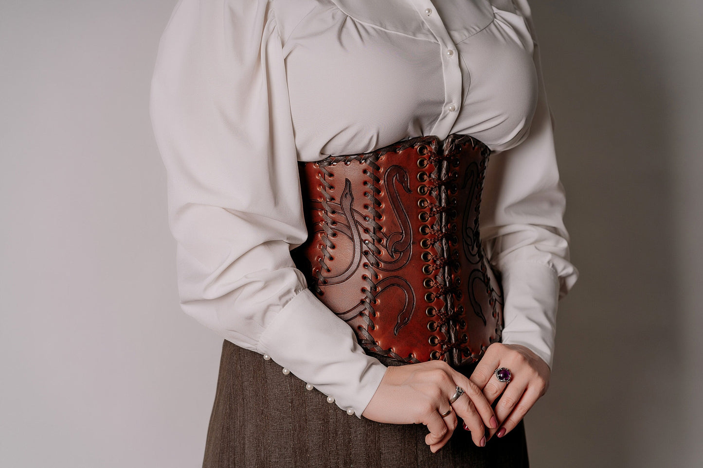 Leather corset belt “Lizaveta” - SokolArmory