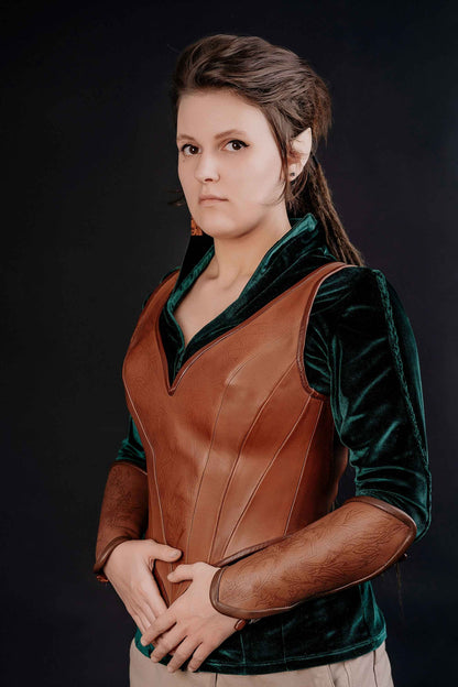Tauriel corset; The Hobbit elven LARP leather vest; - SokolArmory