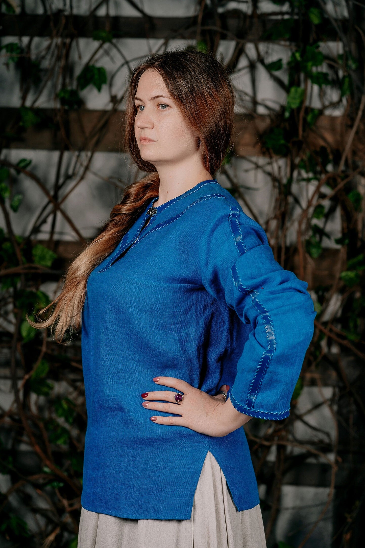 Viking medieval blue tunic - SokolArmory