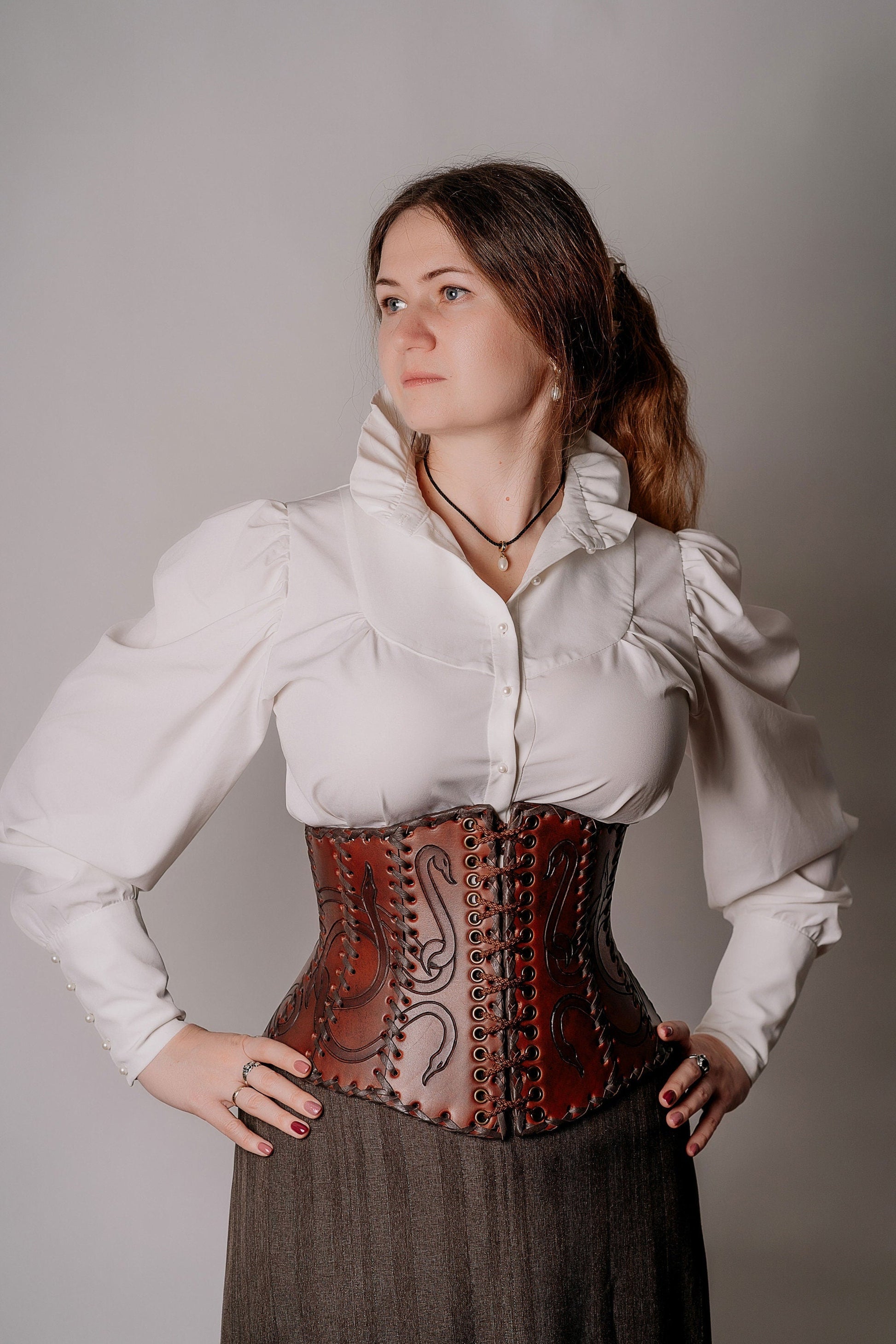 Leather corset belt “Lizaveta” - SokolArmory