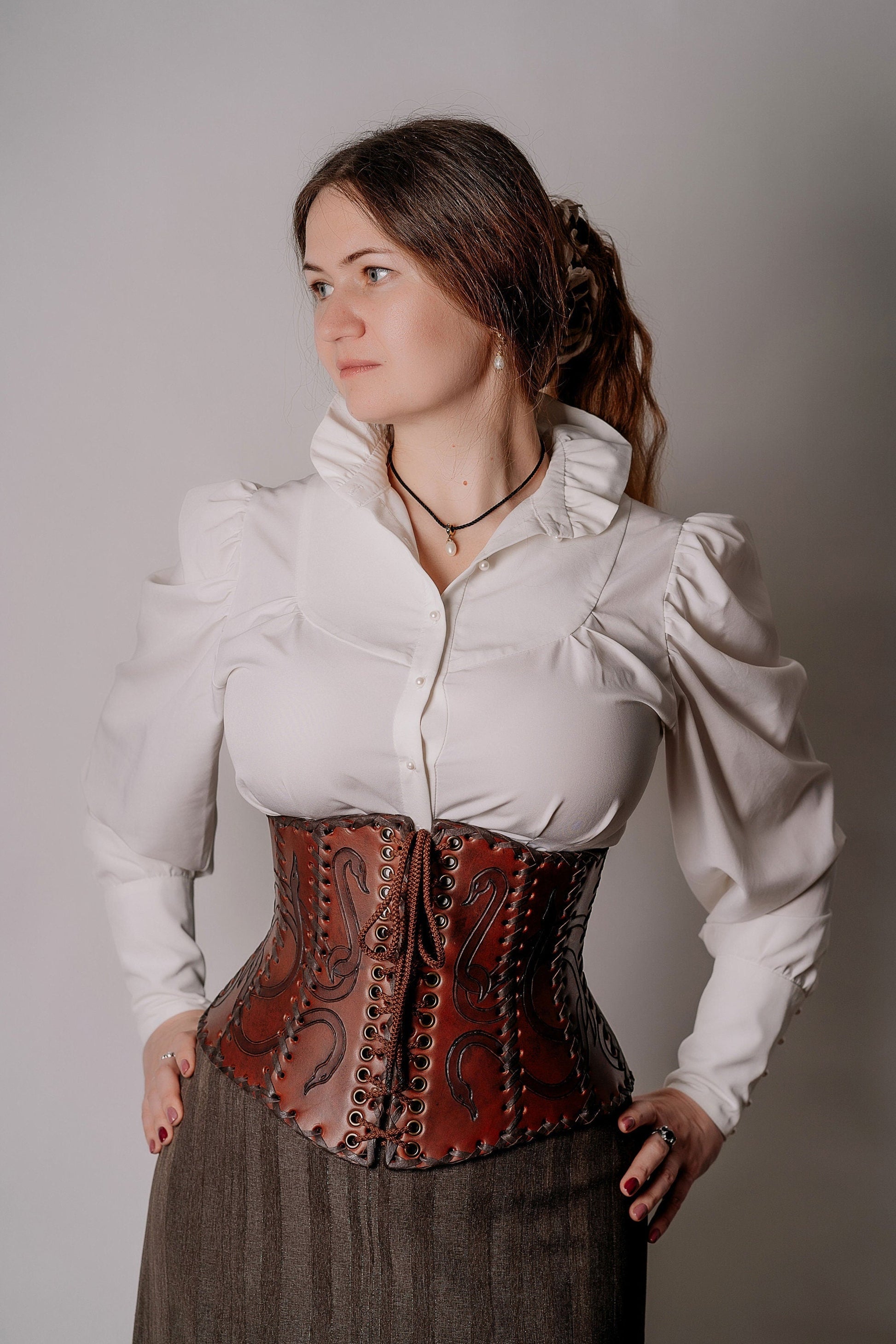 Leather corset belt “Lizaveta” - SokolArmory