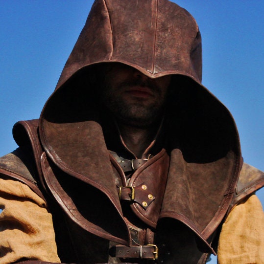Medieval leather hood (Assassin) - SokolArmory