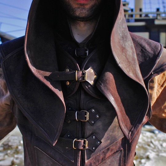 Medieval leather hood (Assassin) - SokolArmory