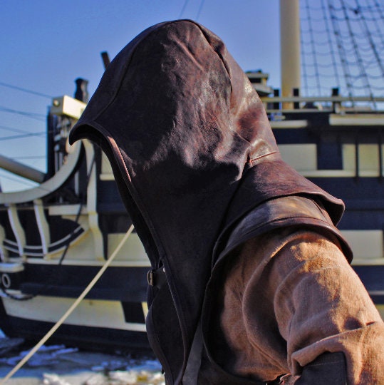 Medieval leather hood (Assassin) - SokolArmory