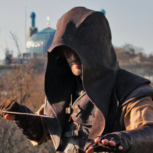 Medieval leather hood (Assassin) - SokolArmory