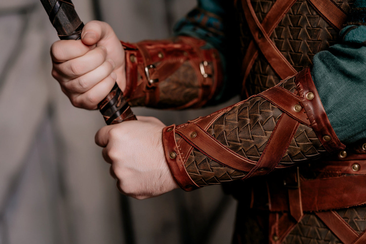 Viking leather bracers - SokolArmory