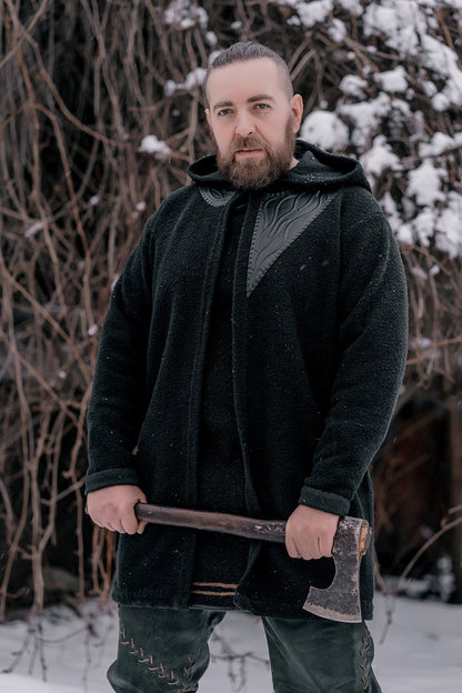 Ragnar wool jacket with hood (Vikings) - SokolArmory