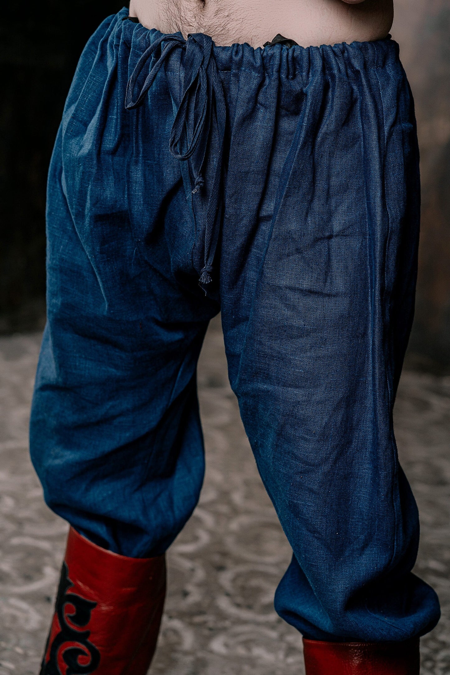 Men's blue linen pants - SokolArmory