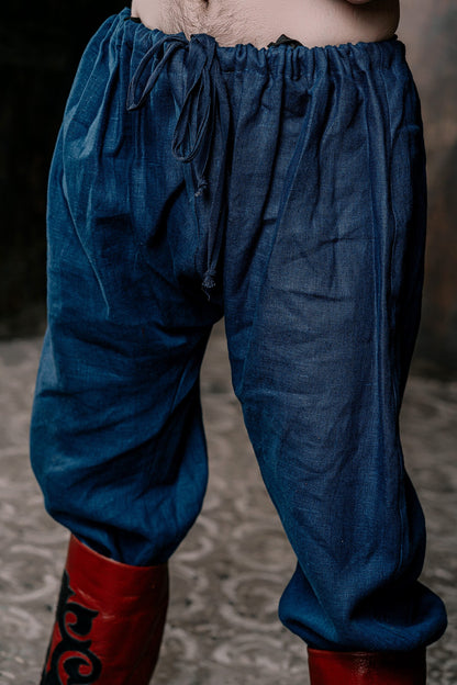 Men's blue linen pants - SokolArmory