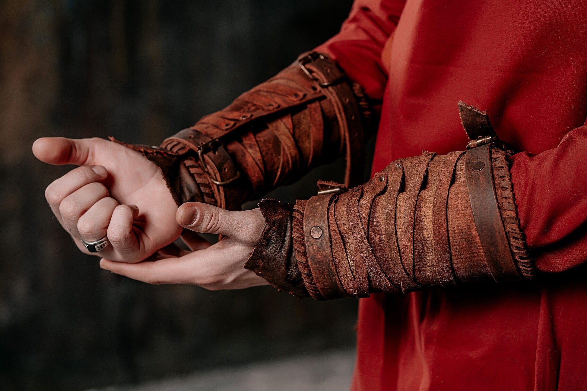 Medieval leather bracers for Larp - SokolArmory