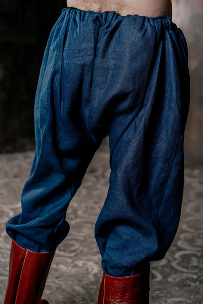 Men's blue linen pants - SokolArmory