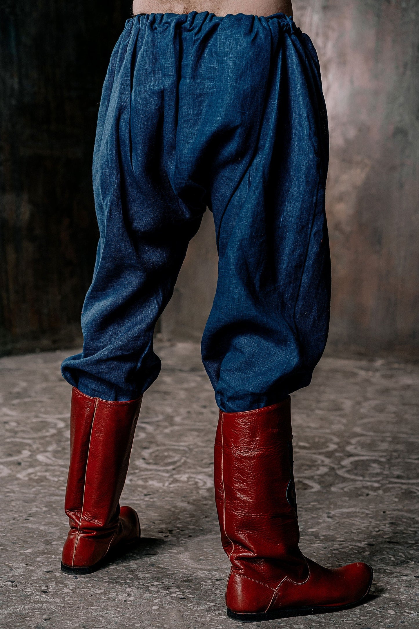 Men's blue linen pants - SokolArmory