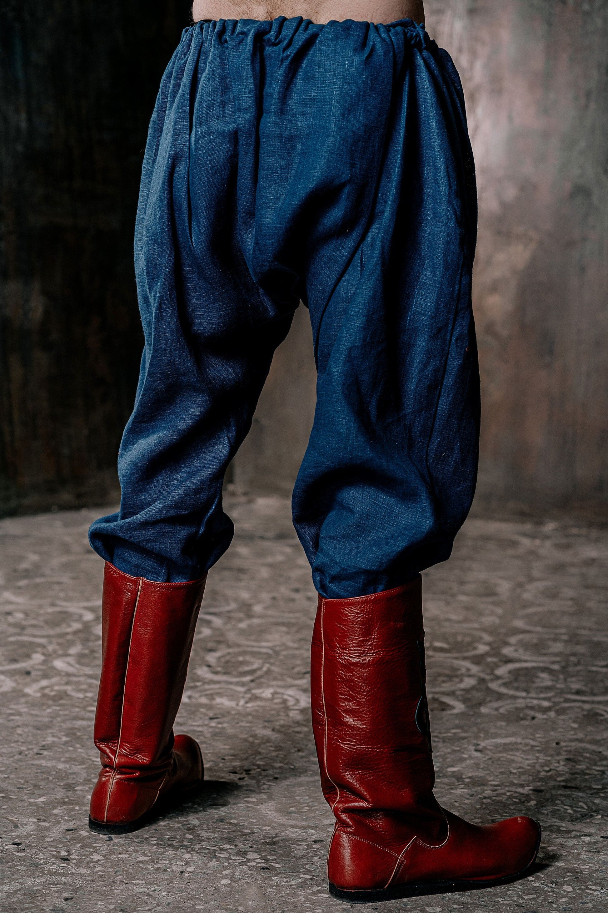 Men's blue linen pants - SokolArmory