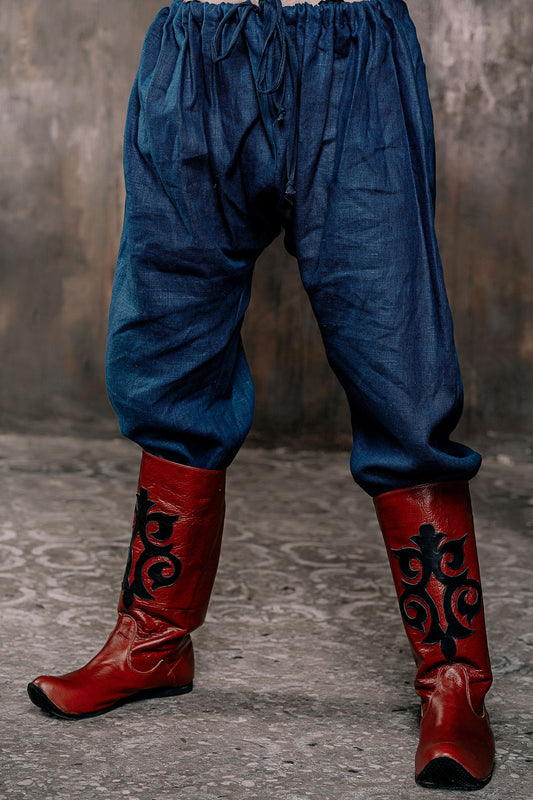 Men's blue linen pants - SokolArmory