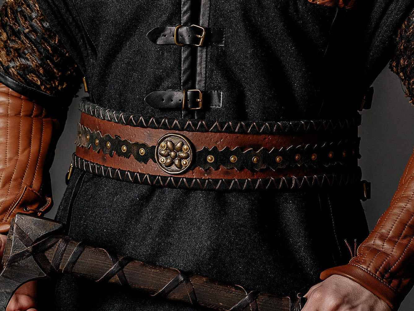 Ubbe leather wide belt - SokolArmory