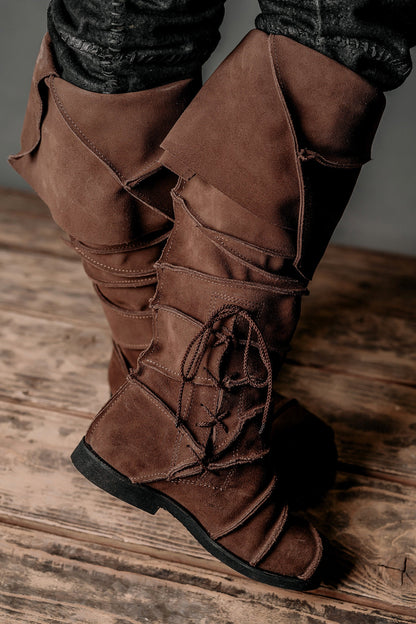 Medieval leather knee-high boots - SokolArmory