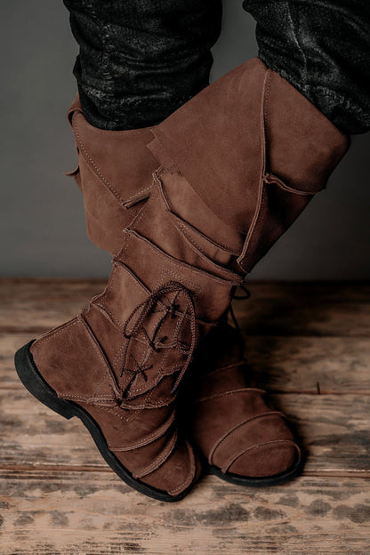 Medieval leather knee-high boots - SokolArmory