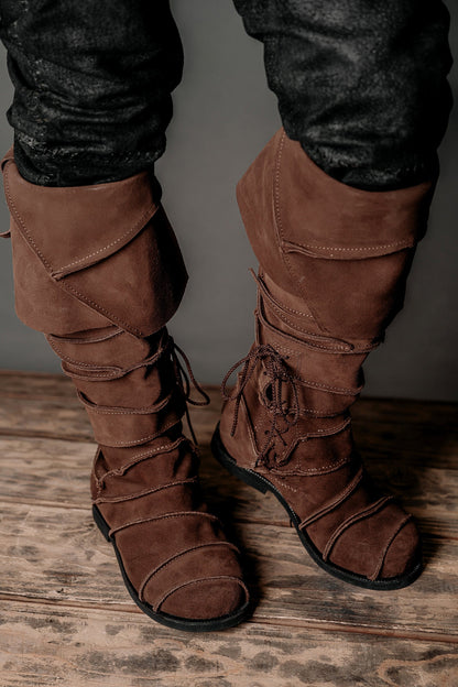 Medieval leather knee-high boots - SokolArmory