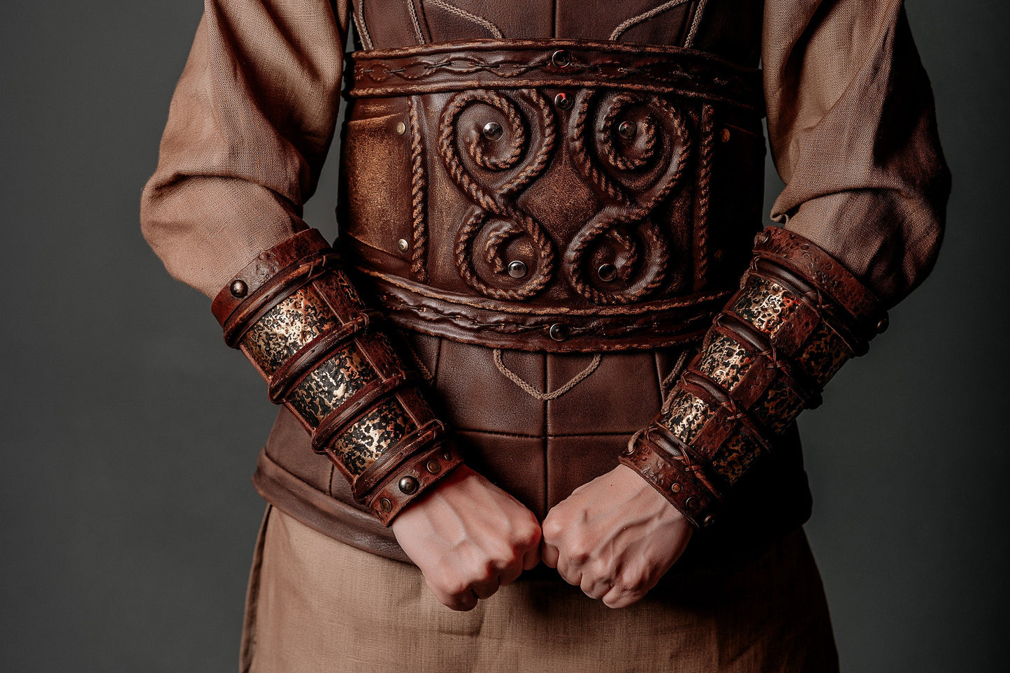 Porunn medieval leather bracers (Vikings) - SokolArmory