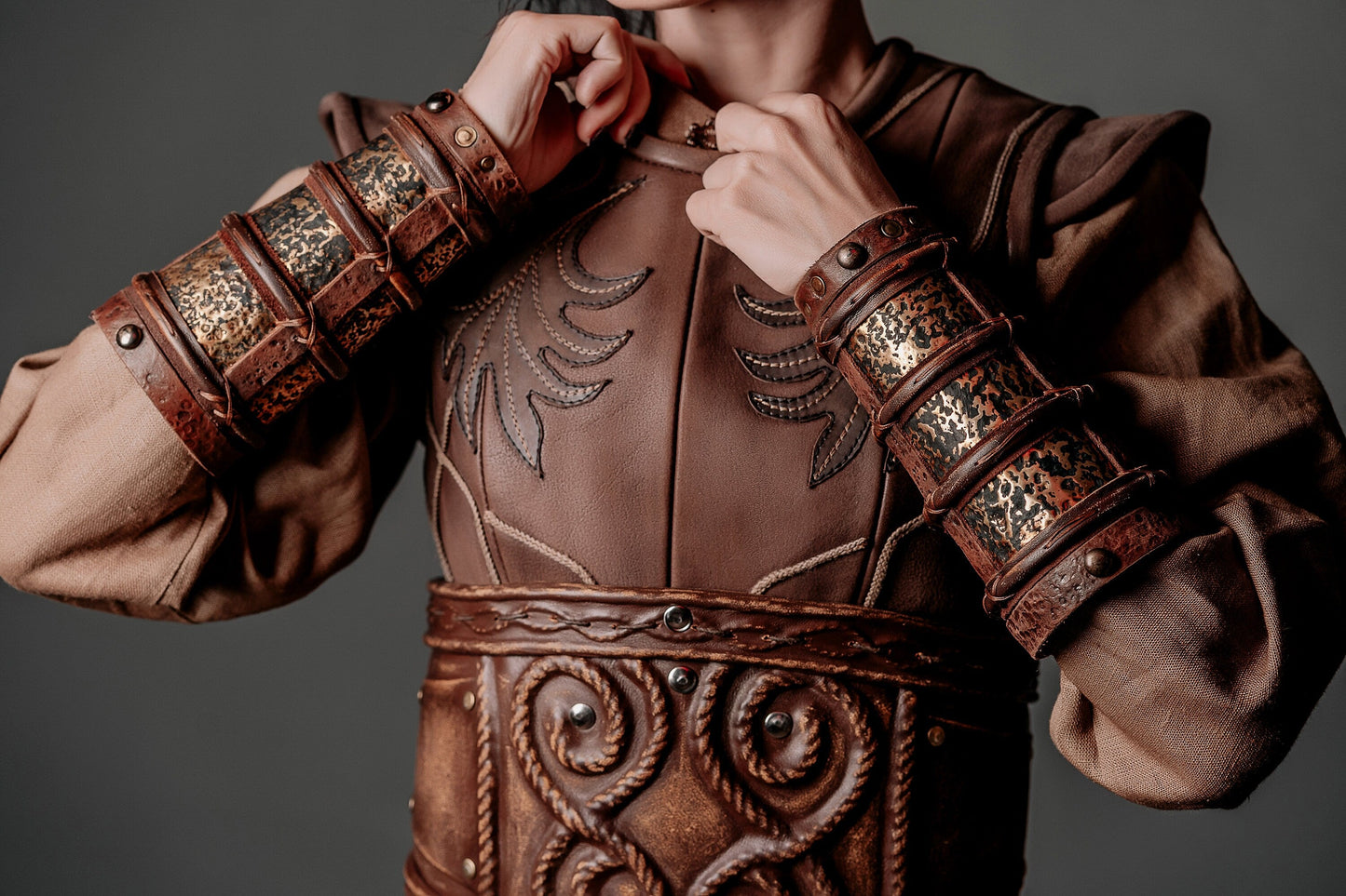 Porunn medieval leather bracers (Vikings) - SokolArmory