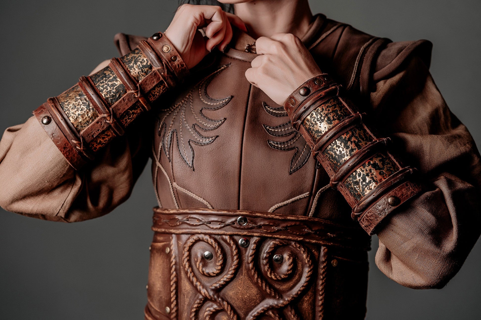 Porunn medieval leather bracers (Vikings) - SokolArmory