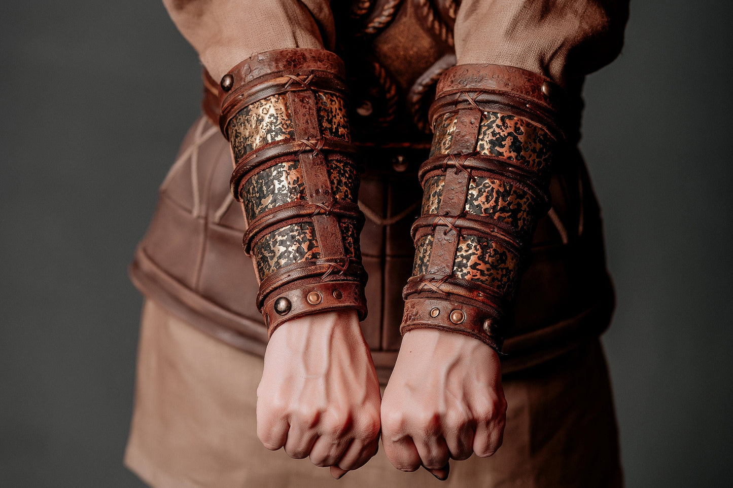 Porunn medieval leather bracers (Vikings) - SokolArmory