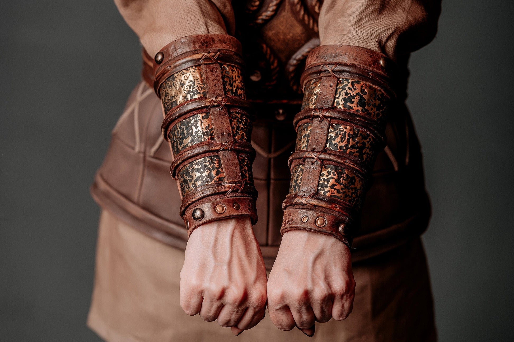 Porunn medieval leather bracers (Vikings) - SokolArmory