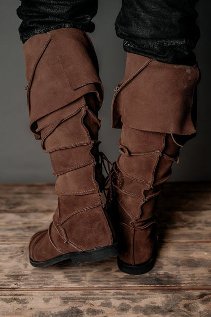 Medieval leather knee-high boots - SokolArmory