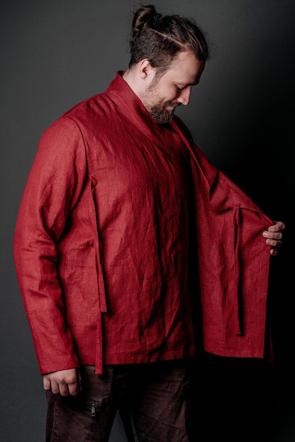 Red linen tunic - SokolArmory