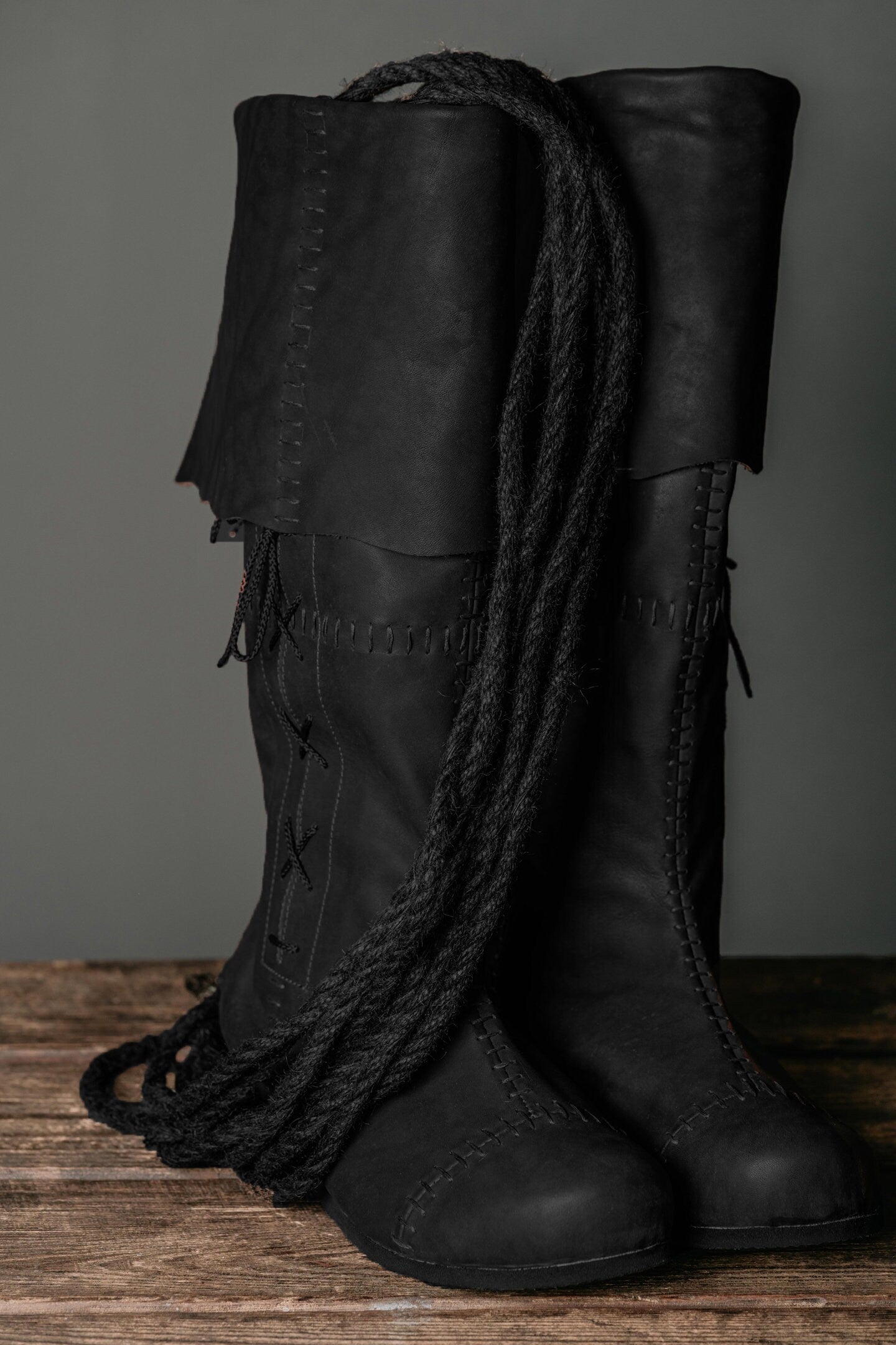 Medieval high boots with ties - SokolArmory