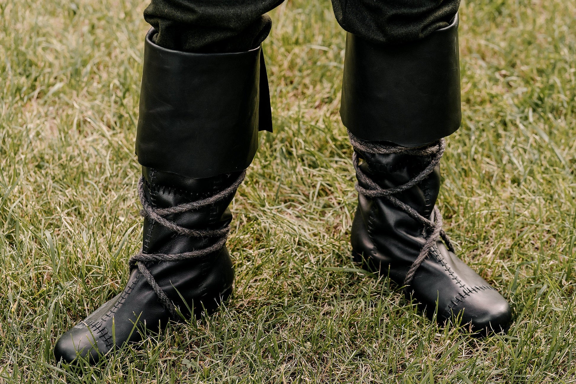 Medieval high boots with ties - SokolArmory