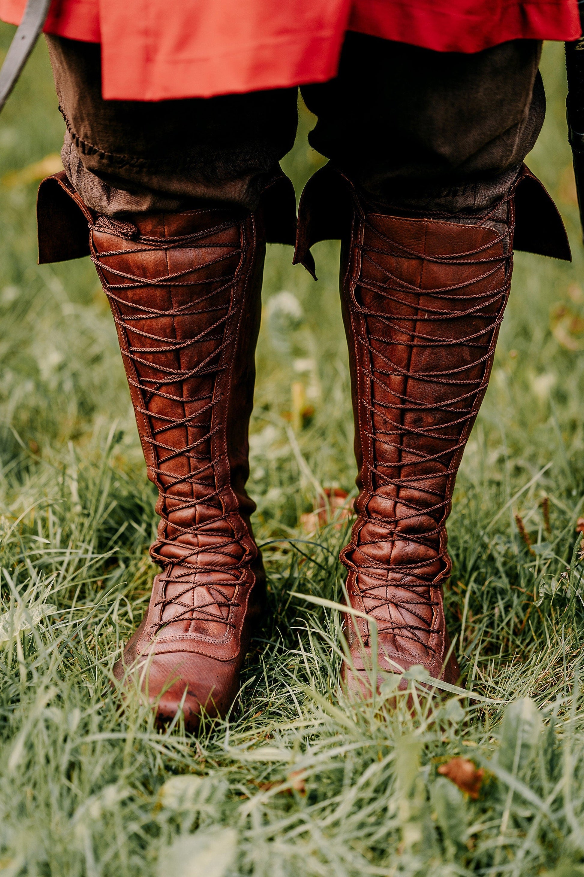 Medieval leather high boots - SokolArmory