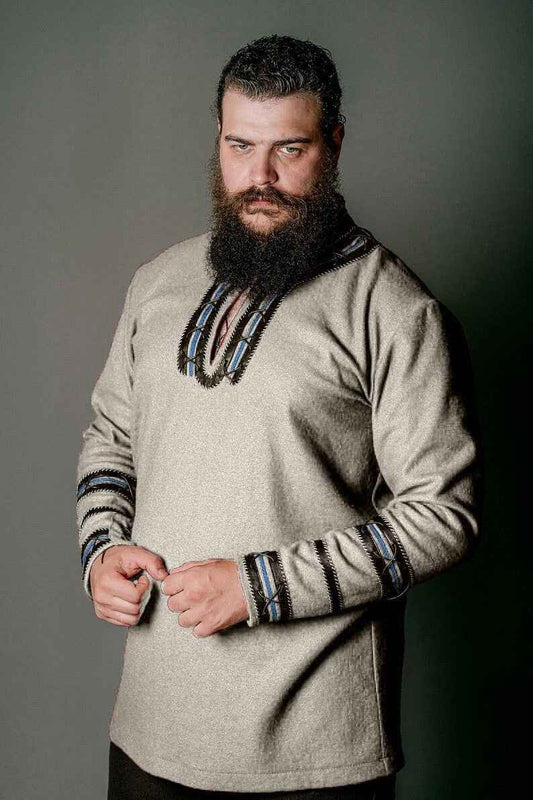 Haraldr white wool tunic (Vikings) - SokolArmory