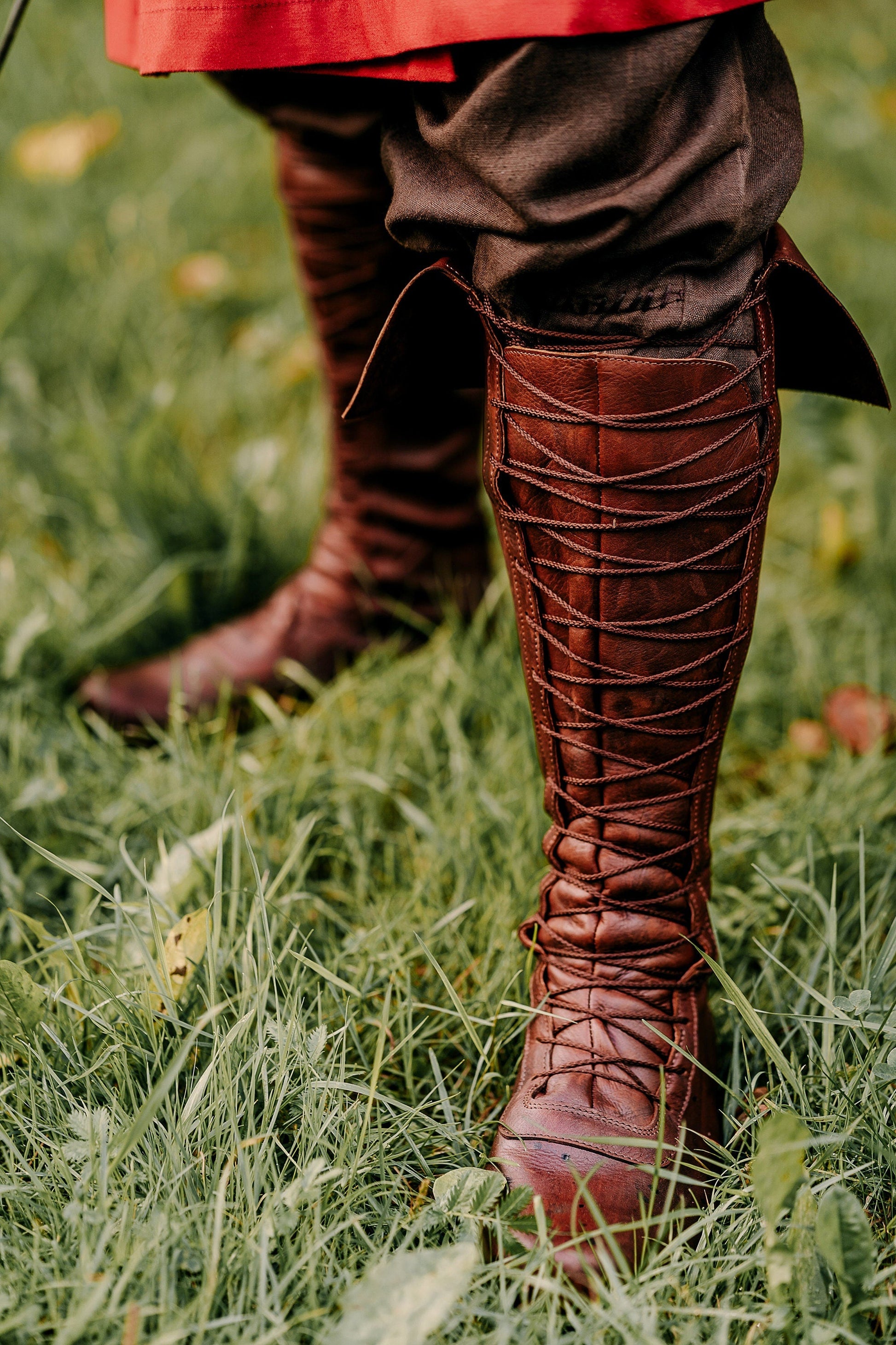 Medieval leather high boots - SokolArmory