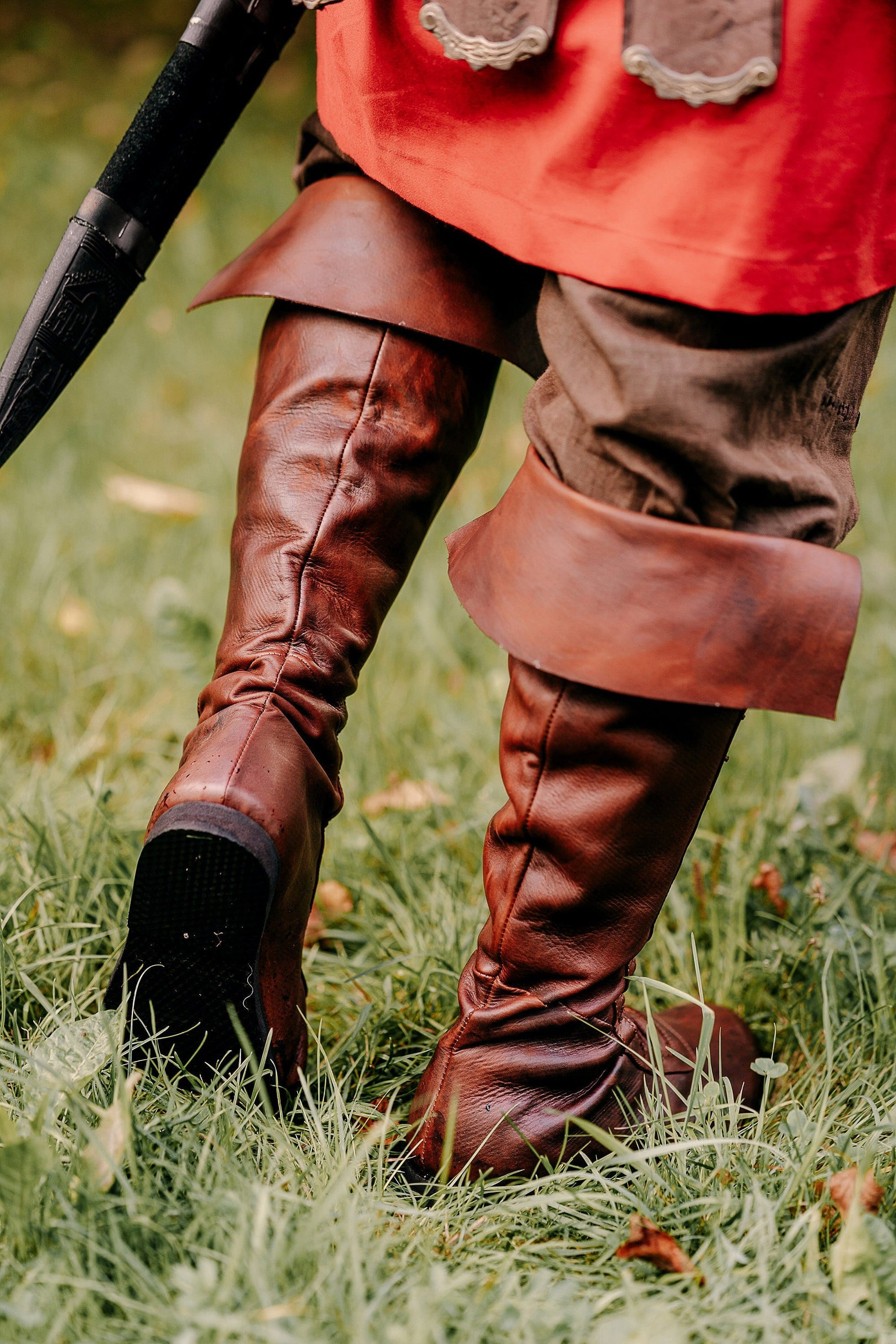 Medieval leather high boots - SokolArmory