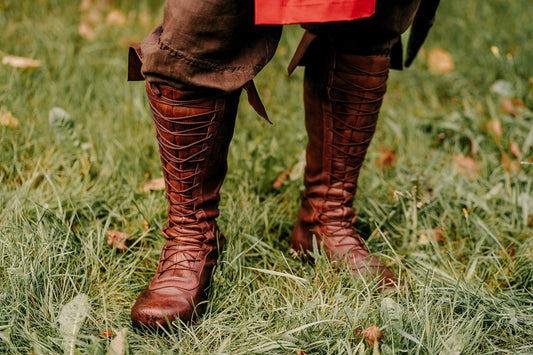 Medieval leather high boots - SokolArmory