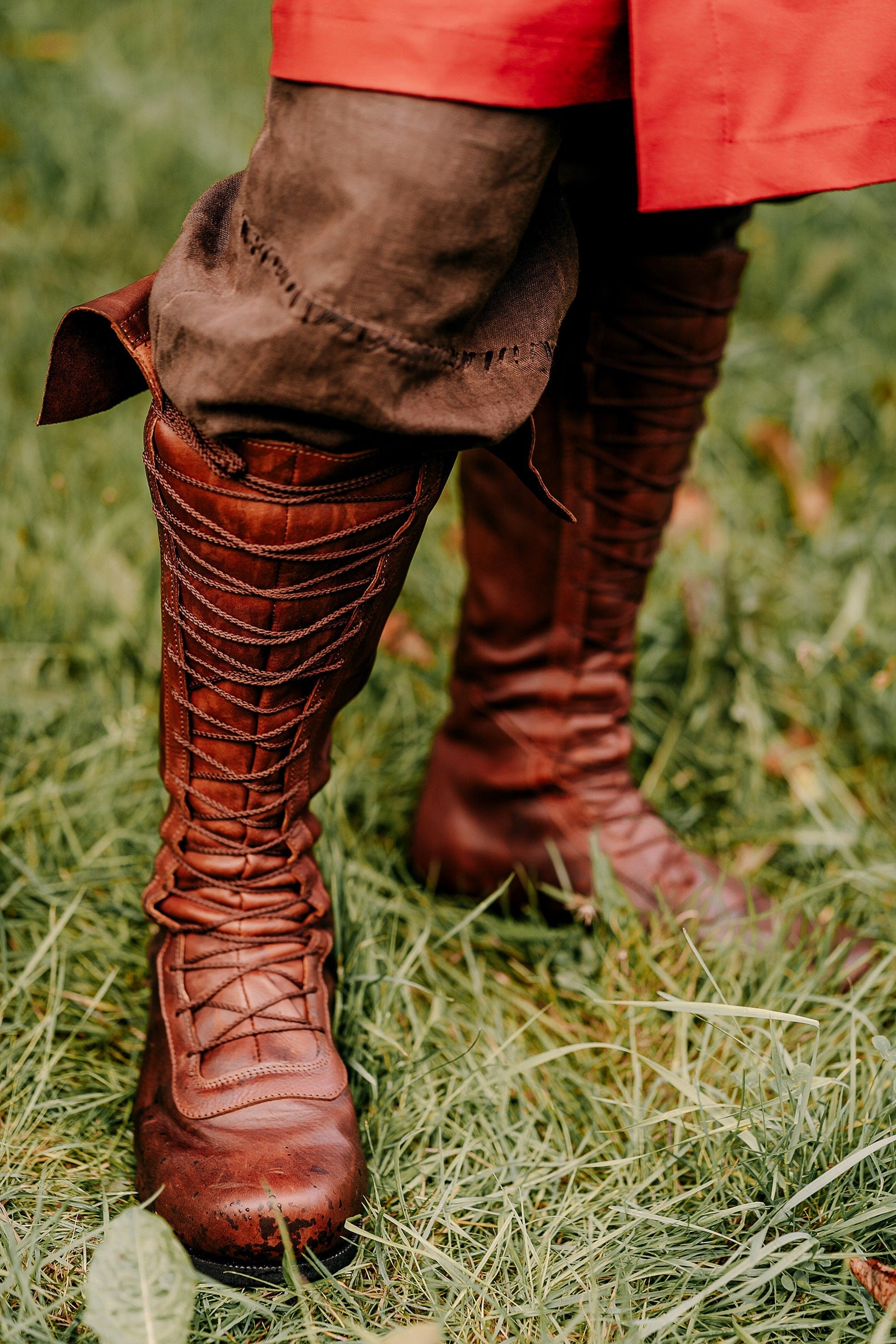 Medieval leather high boots - SokolArmory