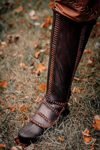 Viking leather shin guards - SokolArmory