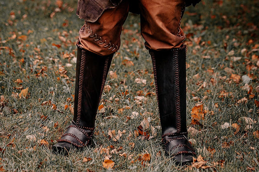 Viking leather shin guards - SokolArmory