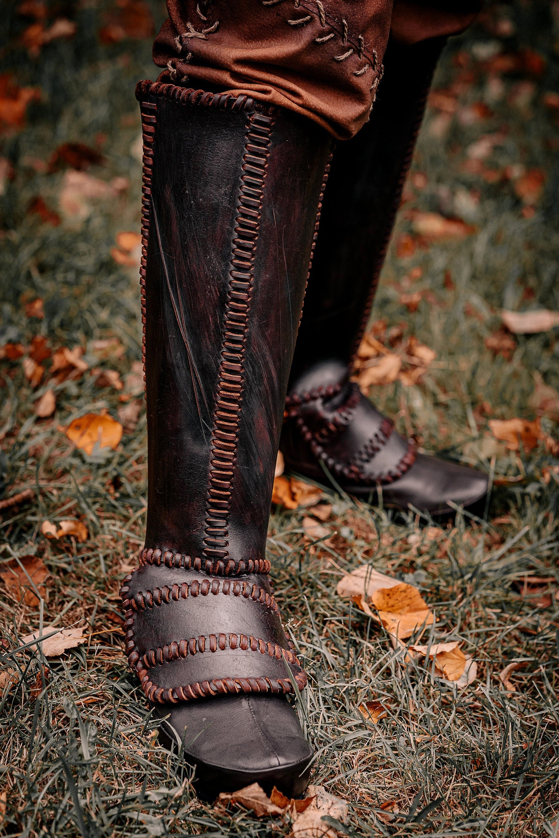 Viking leather shin guards - SokolArmory