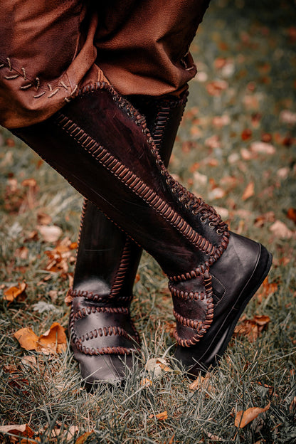 Viking leather shin guards - SokolArmory