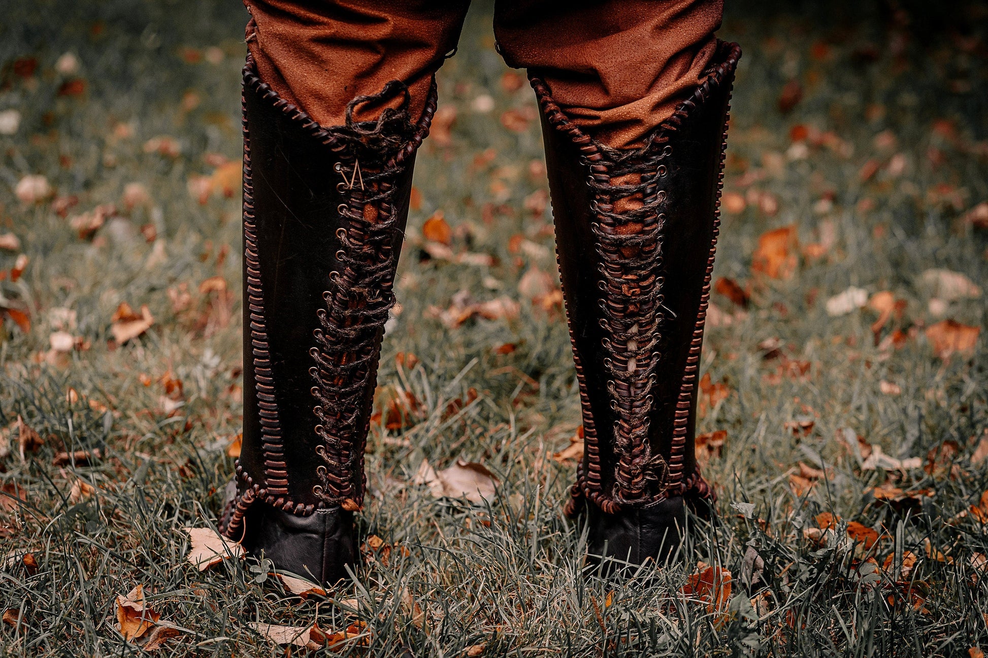 Viking leather shin guards - SokolArmory