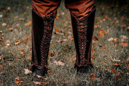 Viking leather shin guards - SokolArmory