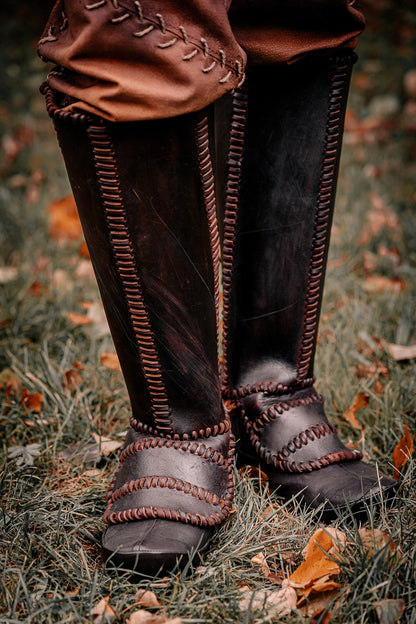 Viking leather shin guards - SokolArmory