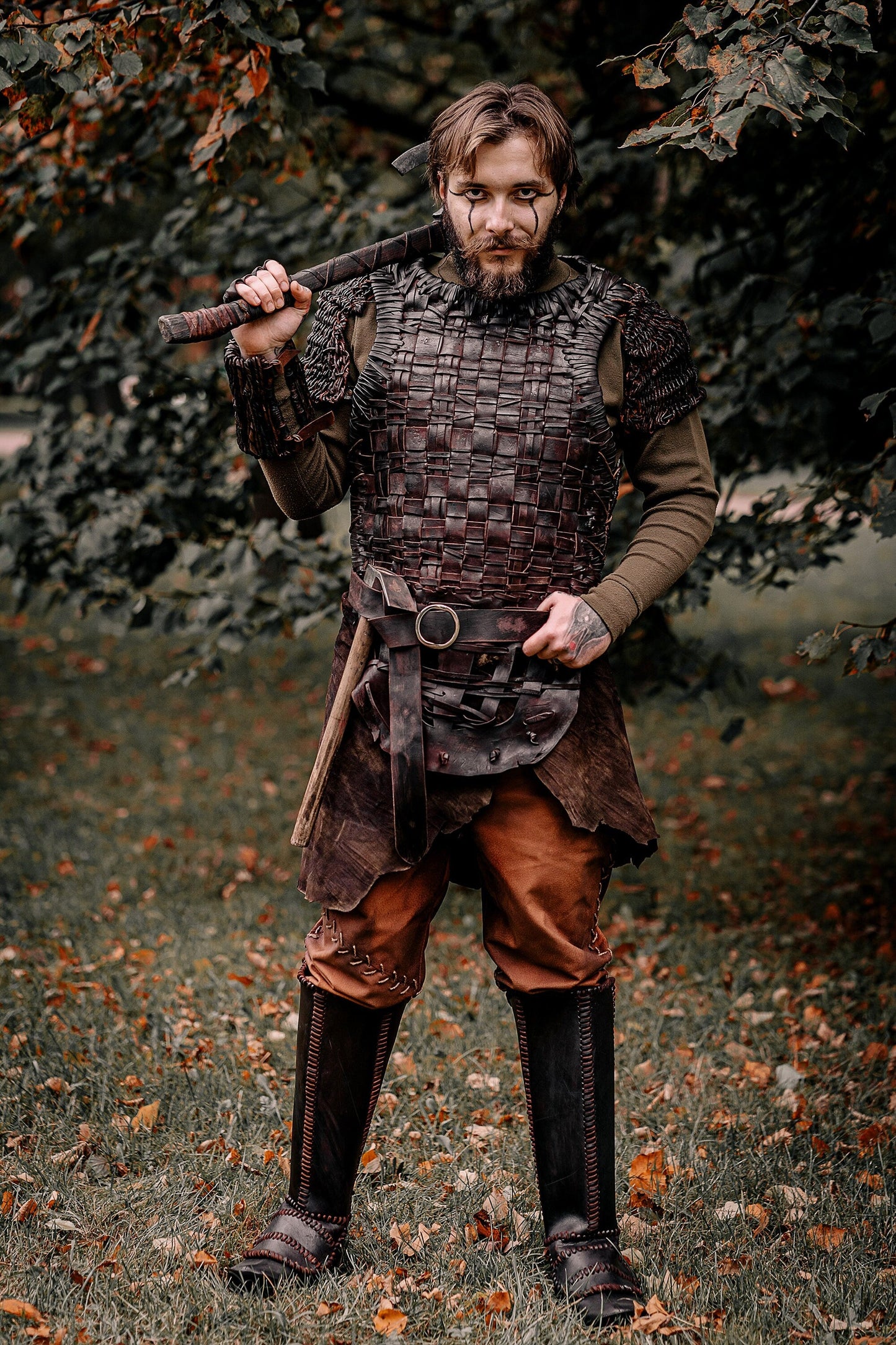 Viking leather shin guards - SokolArmory