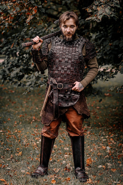 Viking leather shin guards - SokolArmory