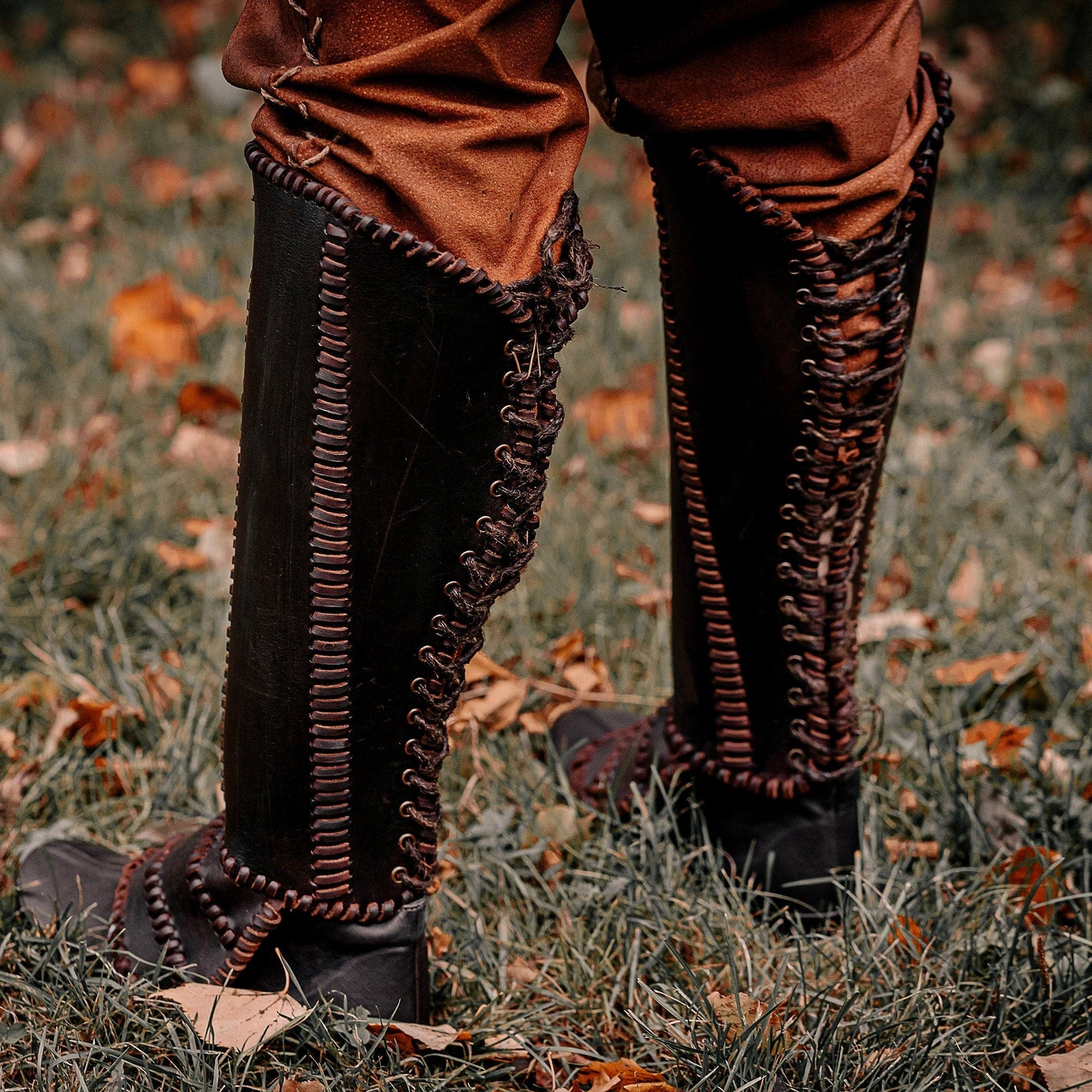 Viking leather shin guards - SokolArmory