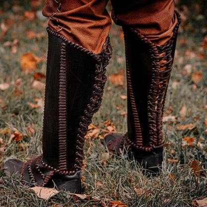Viking leather shin guards - SokolArmory