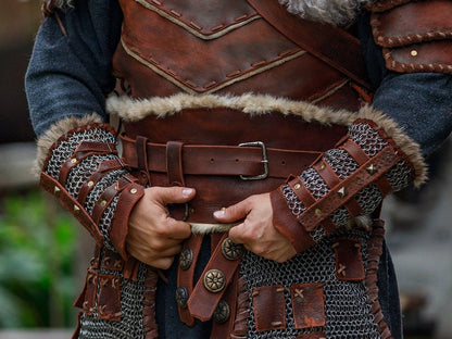 Warlord leather bracers with сhainmail - SokolArmory